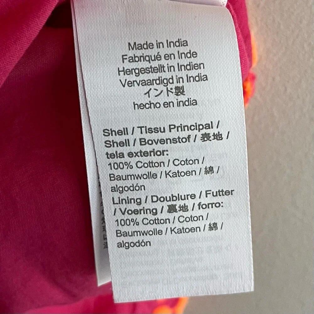 J. Crew Hot Pink Sleeveless Ruffle-Neck Tank with Orange Floral Trim 3X
